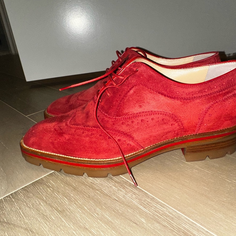 Christian Louboutin 
Red Suede Shoes
Pre loved in excellent condition.
Authentic - Picture 2 of 9